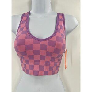 Colsie Women Size Medium Pink & Purple Checkered Sports Bra